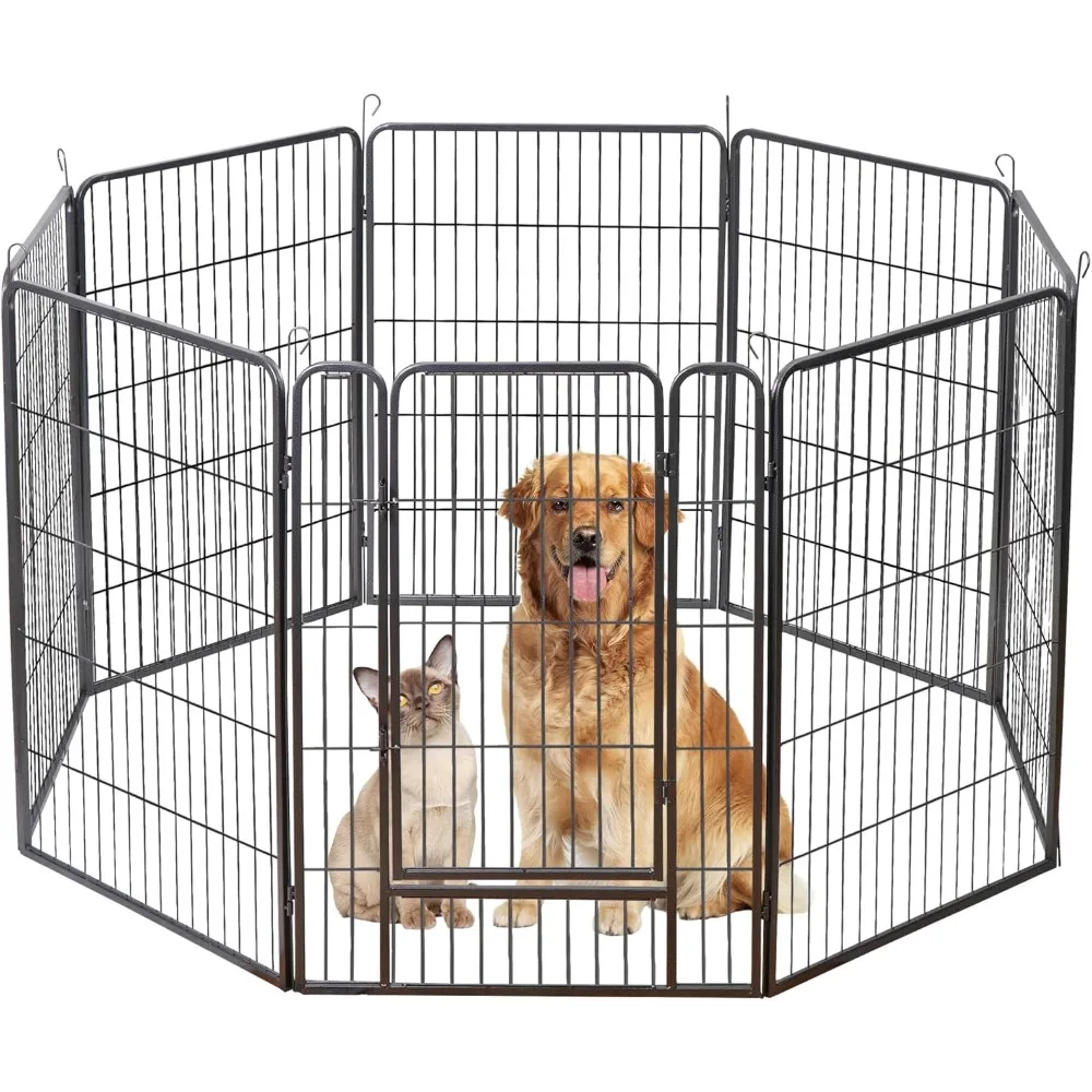 

Dog Playpen 40Inch 8 Panels, Heavy Duty Pet Dog Pen Indoor, Metal Dog Fence with Doors
