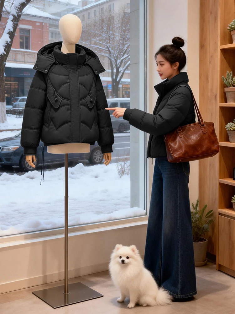 

Korean Sle Thiened Fce Women's Jaet Winter Casual Faion Lazy Sle down Cotton Coat Loose Fit Long Sve Zipper