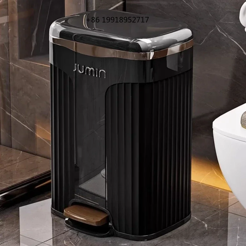 Pedal Trash Can With Lid Plastic luxury Trash Bin Minimalist Built-in Litter Bins Home Bathroom Cleaning Supplies Accessories