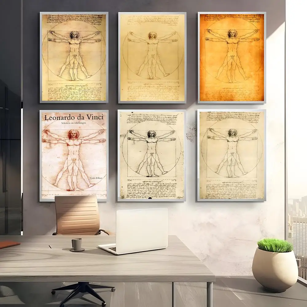 رجل فيتروفيان ليوناردو دافنشي اللوحة الخط قماش المشارك: تجعد الحرة مقاوم للماء دائم جميع الفضاء جدار ديكور #2