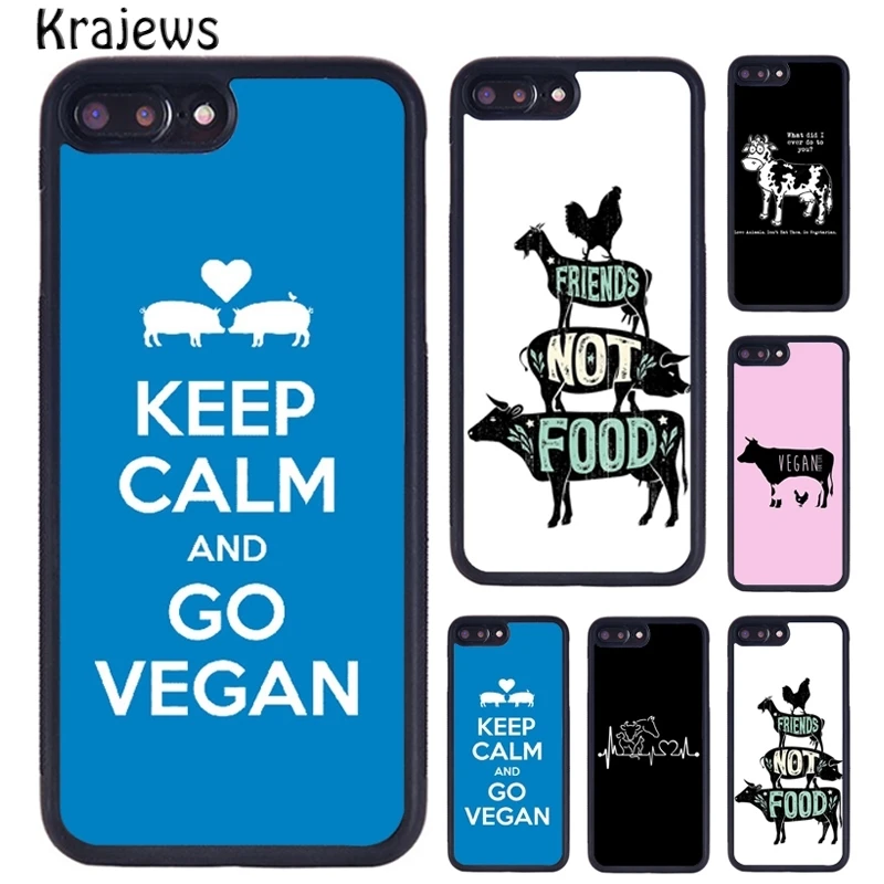 Krajews Vegan Vegetarian Quote Rubber Phone Case For iPhone 16 15 14 plus 11 12 mini 13 Pro XR XS Max cover coque