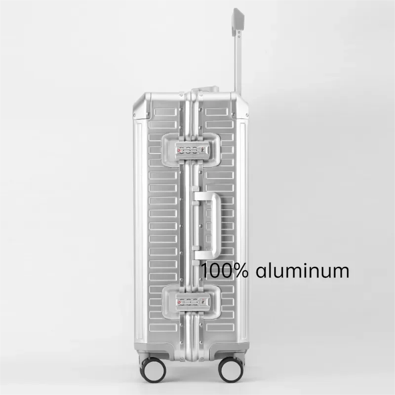 Unisex All Aluminum 20“24\'\'26\'\'29 Inch Alloy Travel Suitcase New Trolley Case Rolling Universal Luggage On Mute Wheels Boarding