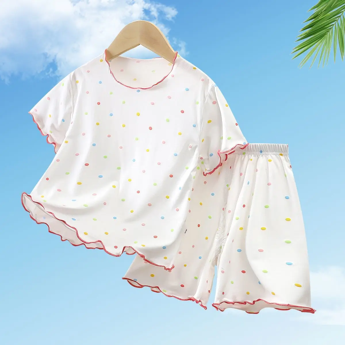 2025 Summer New Modal Girls' Short Sleeved Pajama Set Children's Air Conditioning Home Clothes
