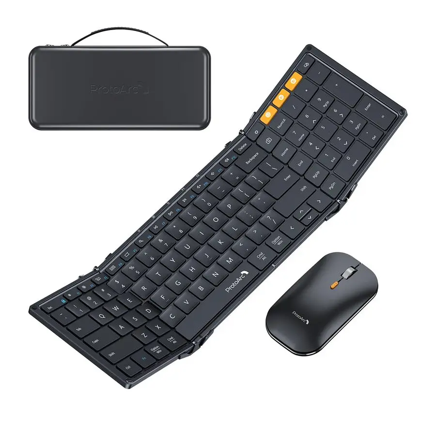 

Foldable Keyboard and Mouse, XKM01 True FullSize Folding Bluetooth Keyboard Mouse Combo for Business Travel, a Portable Office S