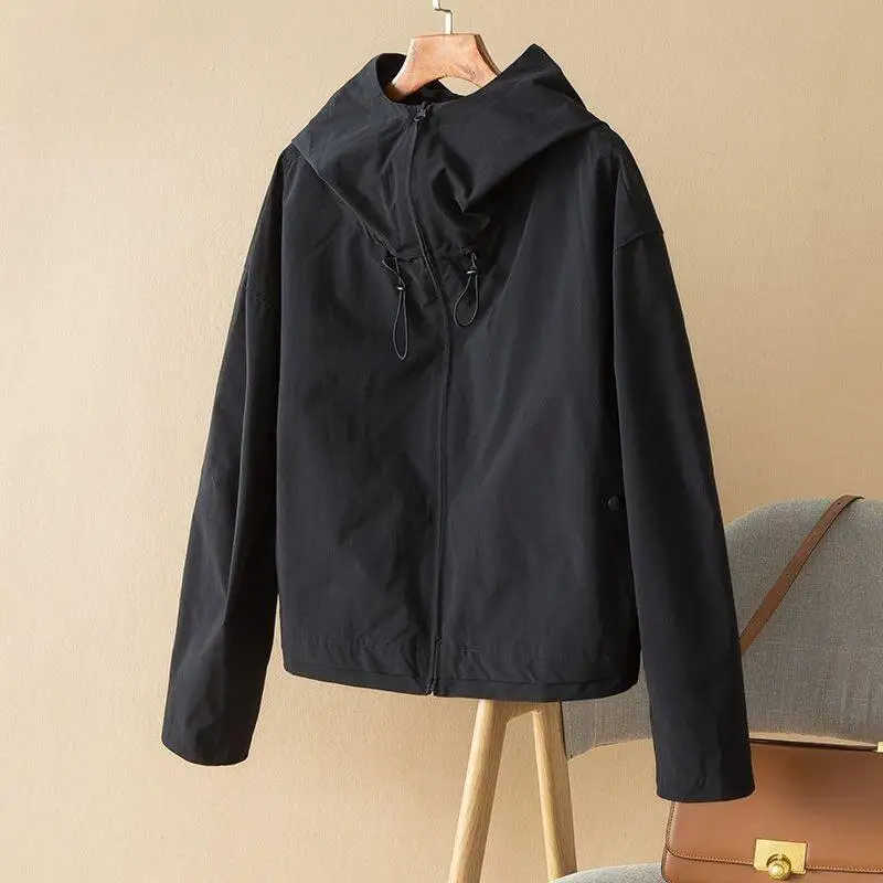 

Fashionable Short Coat Jacket 2025 New Arrival Women's Outdoor Casual Spring Autumn Hooded Leaping Artistry Jing Yang Crystal