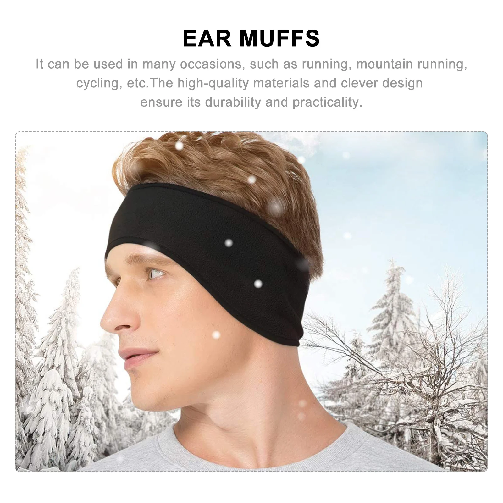 

2Pcs Cold Proof Ear Warmer Sports Headband Full Cover Ear Muffs Stretchy Protective Hairband for Outdoor Running Cycling
