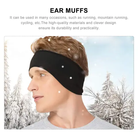 2Pcs Cold Proof Ear Warmer Sports Headband Full Cover Ear Muffs Stretchy Protective Hairband for Outdoor Running Cycling