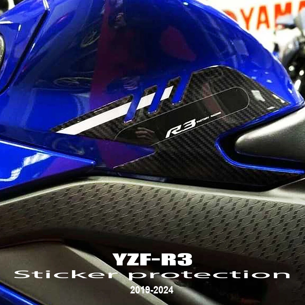 YZF R3 tank pad Motorcycle Side Fuel Tank Pad Protector 3D Sticker Decal Knee Grip Tank Traction Pads For YZF-R3 YZF R3 2019-