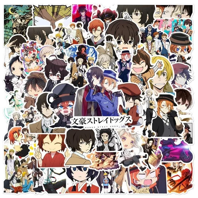 Autocollants Bungo Stray Dogs Anime, imperméables, graffiti de dessin animé, raisonnement contre, 10 pièces, 50 pièces, 100 pièces