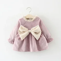 Princess Newborn Kids Baby Girl Bowknot Party Pageant Clothes Big Warm Party Wedding Winter Dress Long Sleeve Thick Tutu