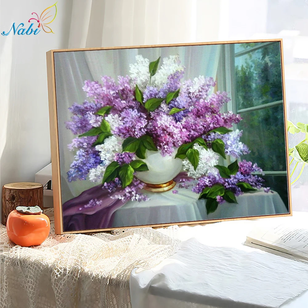 Nabi DIY Diamond painting Cross stitch Kit Full Dill Diamond embroidery lilac 5D Diamond  Needlework Pattern Home Decoration