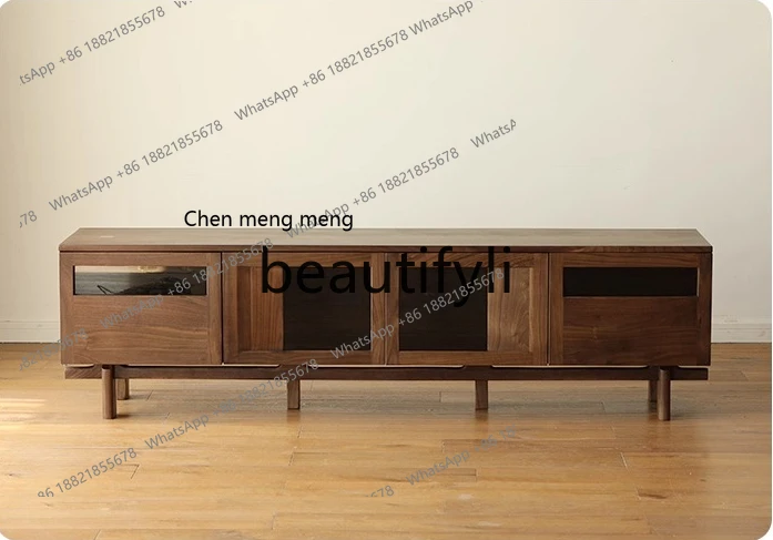 

X Black Walnut TV Cabinet All Solid Wood Living Room Home Modern Minimalist Small Apartment