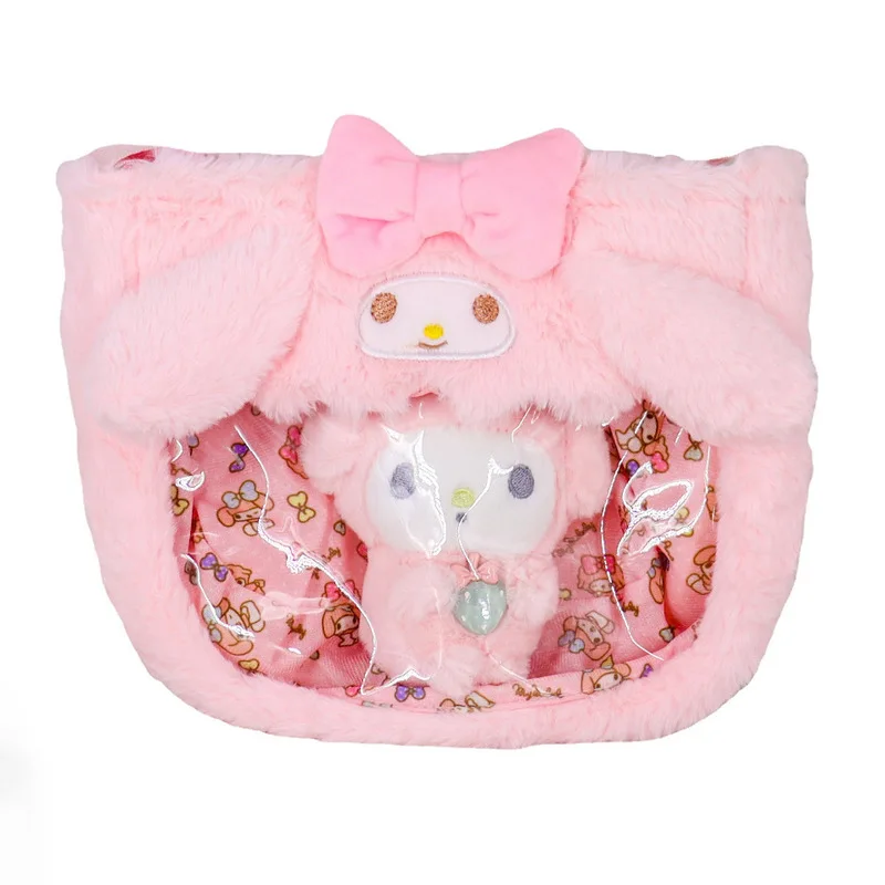 Sanrio nowy Kawaii prostokątny przezroczysty torba z pcv japoński Cinnamoroll Kuromi Melody pluszowy crossbody przezroczysta torba śliczny prezent