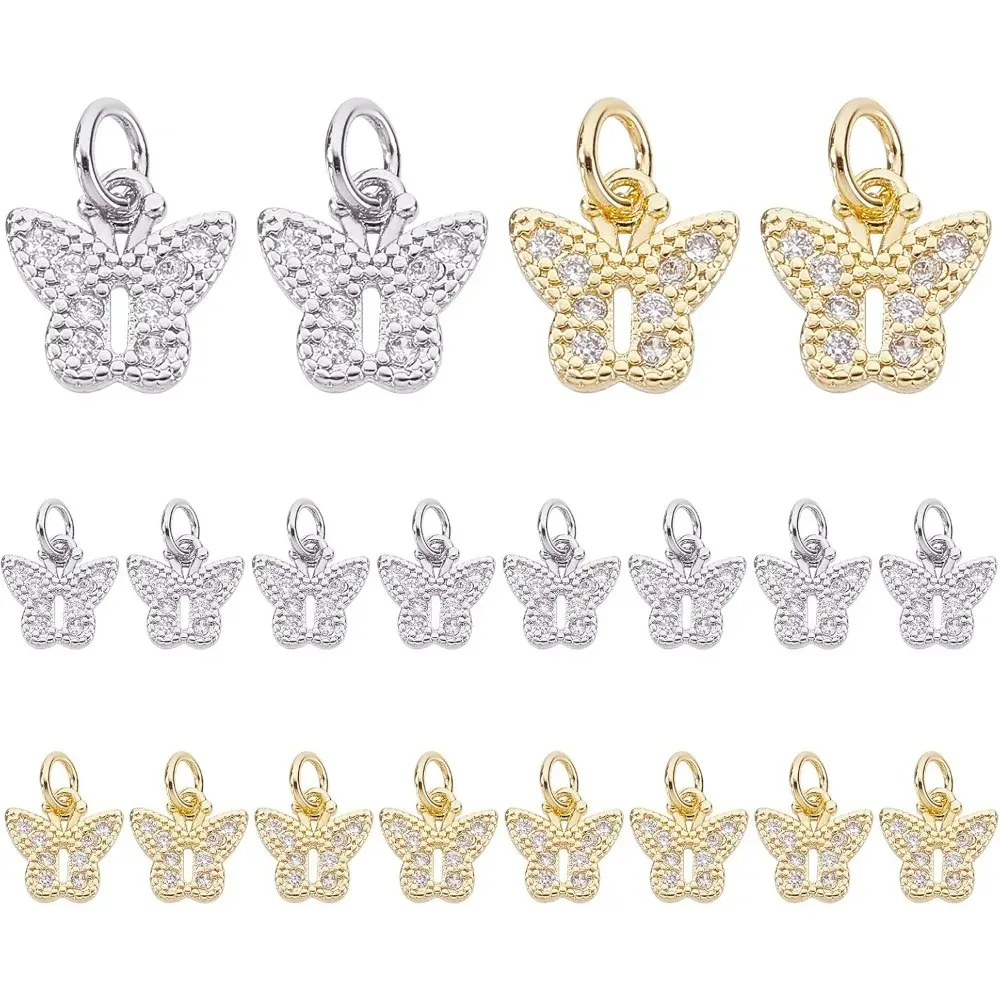 

Butterfly Pendants 20pcs Cubic Zirconia Charms Animal Pendants and Rhinestone Charms Dangle Pendants for