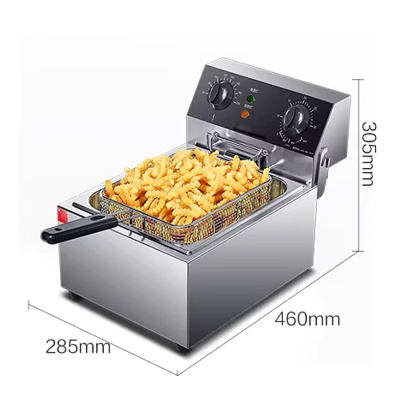 Immagine 6: Friggitrice Elettrica Commerciale da Banco 10L, Friggitrice Elettrica da Banco a Vasca Singola con Cestello e Controllo di Tempo e Temperatura