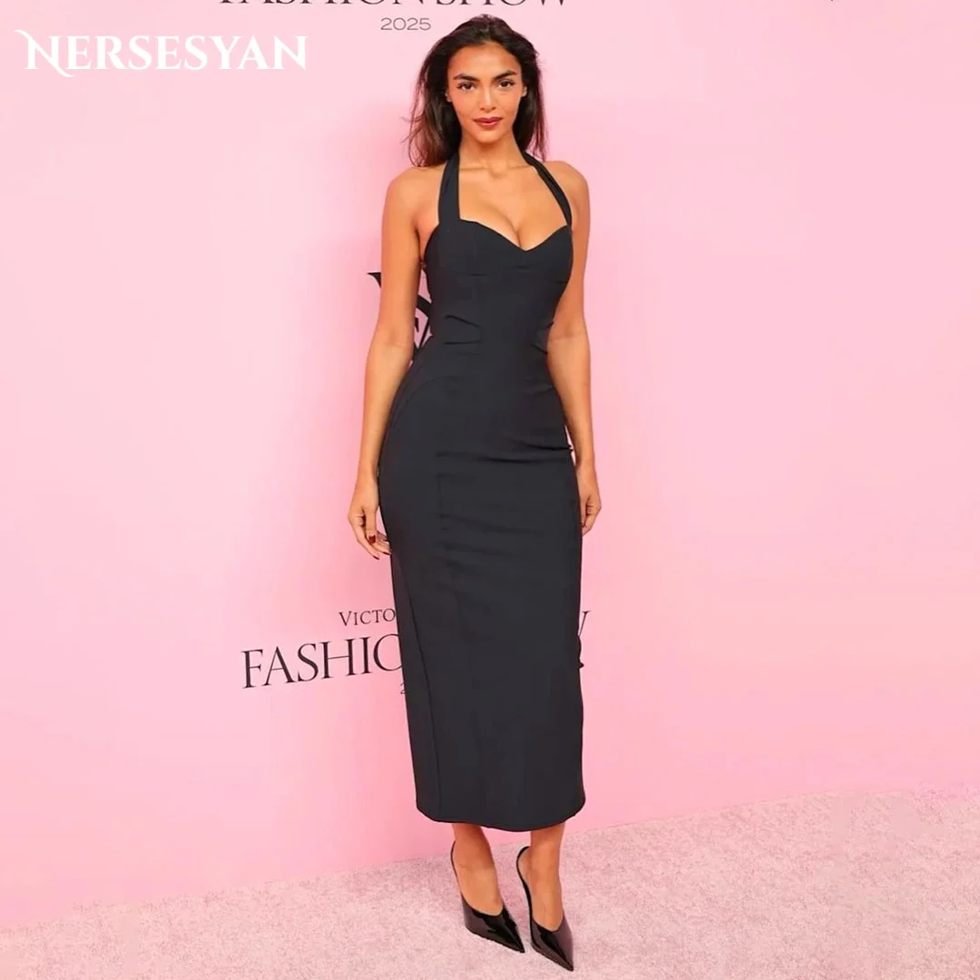 

Nersesyan Luxury Black Mermaid Evening Dresses Off Shoulder Satin Formal Dress Halter Bodycon Women Party 2026 Gowns Customized