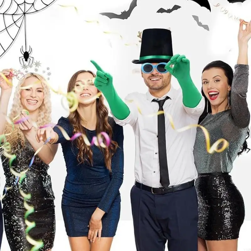إكسسوارات أزياء الهالوين الخضراء، أزياء تنكرية لشخصية الكتاب، قفازات خضراء طويلة، نظارات شمسية، قبعة للجنسين، هدايا