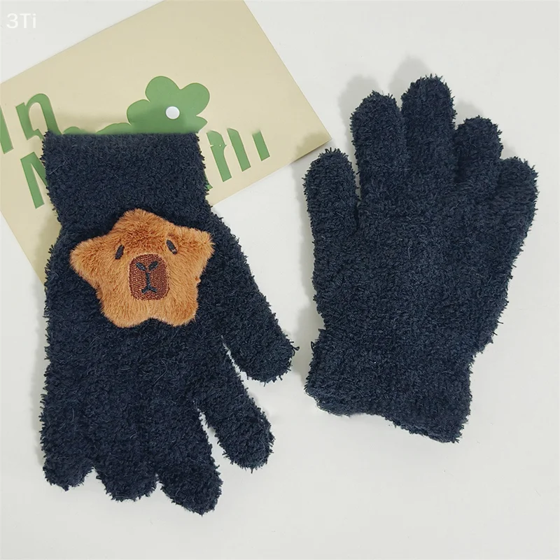New Winter Warm Kids 3D Cartoon Capybara Fashion Cute Boy Girl Glove Plush Soft Mittens Comfortable Gloves Suitable For Children