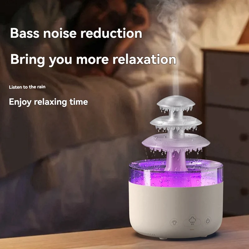 Relax Cloud Rain Diffuser Humidifier Raindrop Aromatherapy Ultrasonic Atomization Humidification Colorful Lamp US Plug