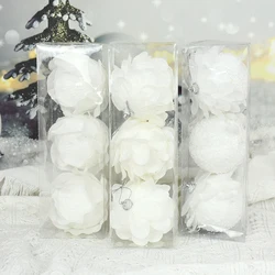 8cm White Christmas Ball Christmas Tree Ornament Xmas Decorations for Home 2023 New Year Tree Decorative Foam Balls 3Pcs/Box
