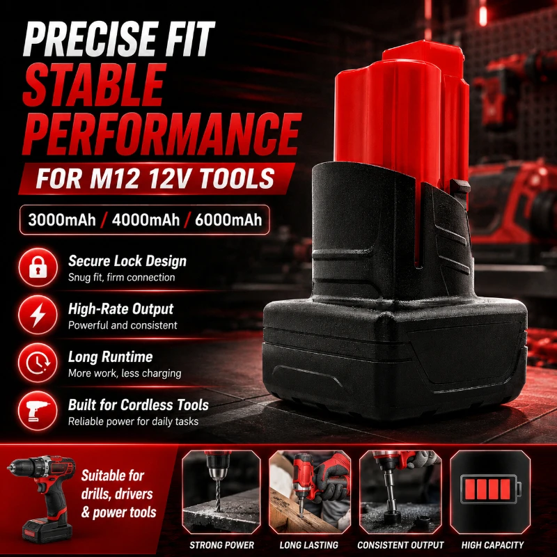 6000mAh New Replacement for Milwaukee M12 12V Power Tool Lithium Battery  Handdrill Battery Accessories Battery