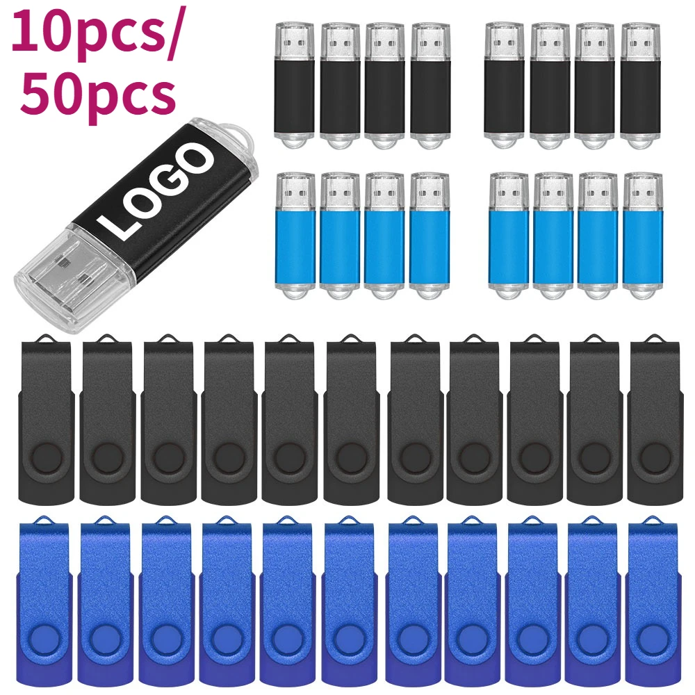 10/50 Pcs Lot USB 2.0 Flash Drive Pendrive 1GB 2GB 4GB Pen Drive 8GB 16GB Memory Stick 32GB USB Stick 64GB Flash 128MB Gift