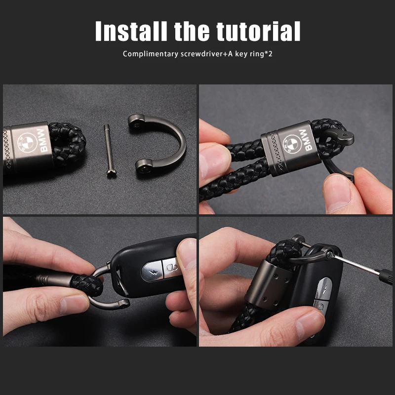 شعار سيارة حبل مضفر كيرينغ سلسلة مفاتيح معدنية اكسسوارات لسيارات BMW الأداء E46 F30 E60 E90 F10 X5 E70 E39 E36 E87 X7 E92 E91 E #3