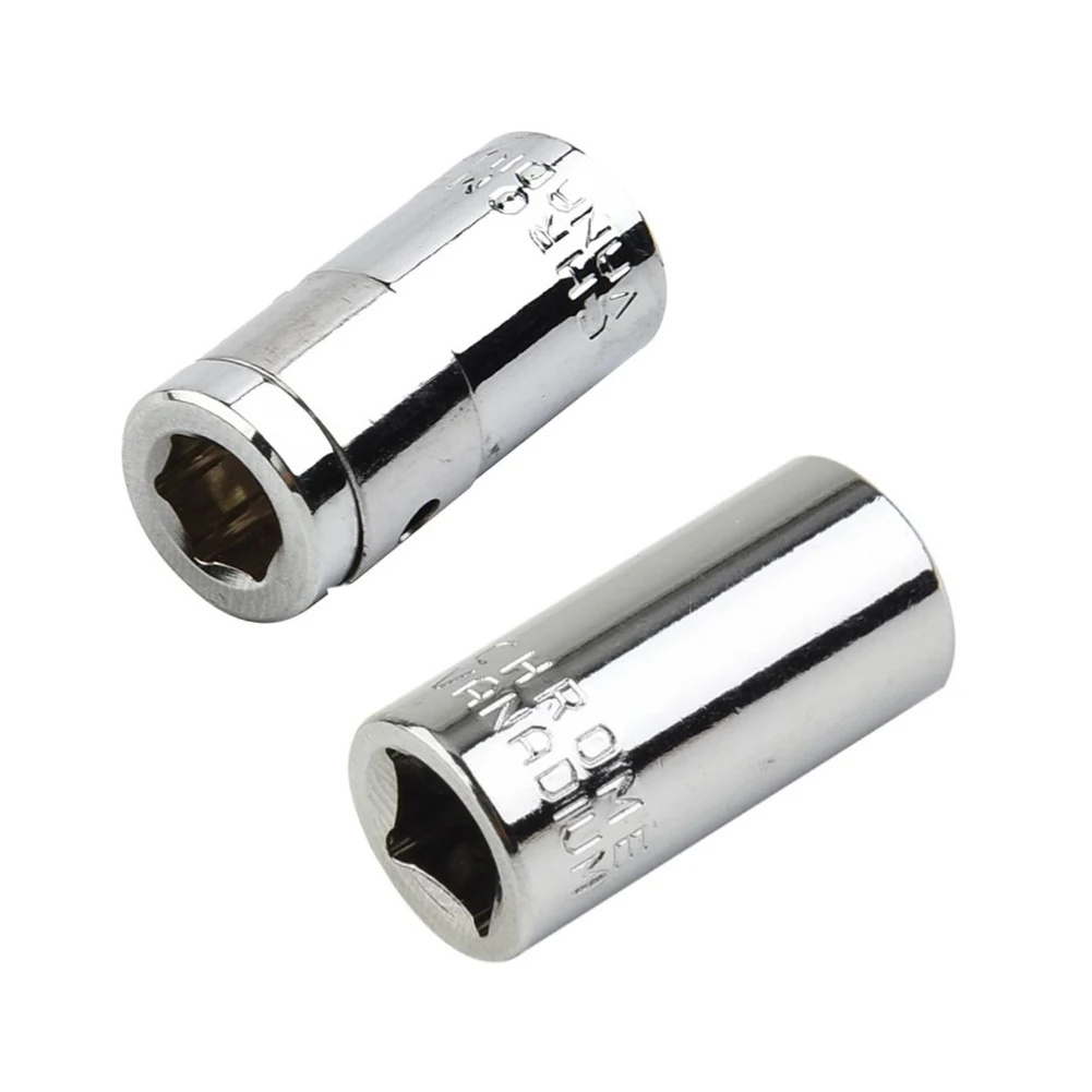 2pcs 14 Square Drive To 14 Hex Socket Bits Converter, Chrome Vanadium Steel, Silver Color, Convenient Screwdriver Accessory