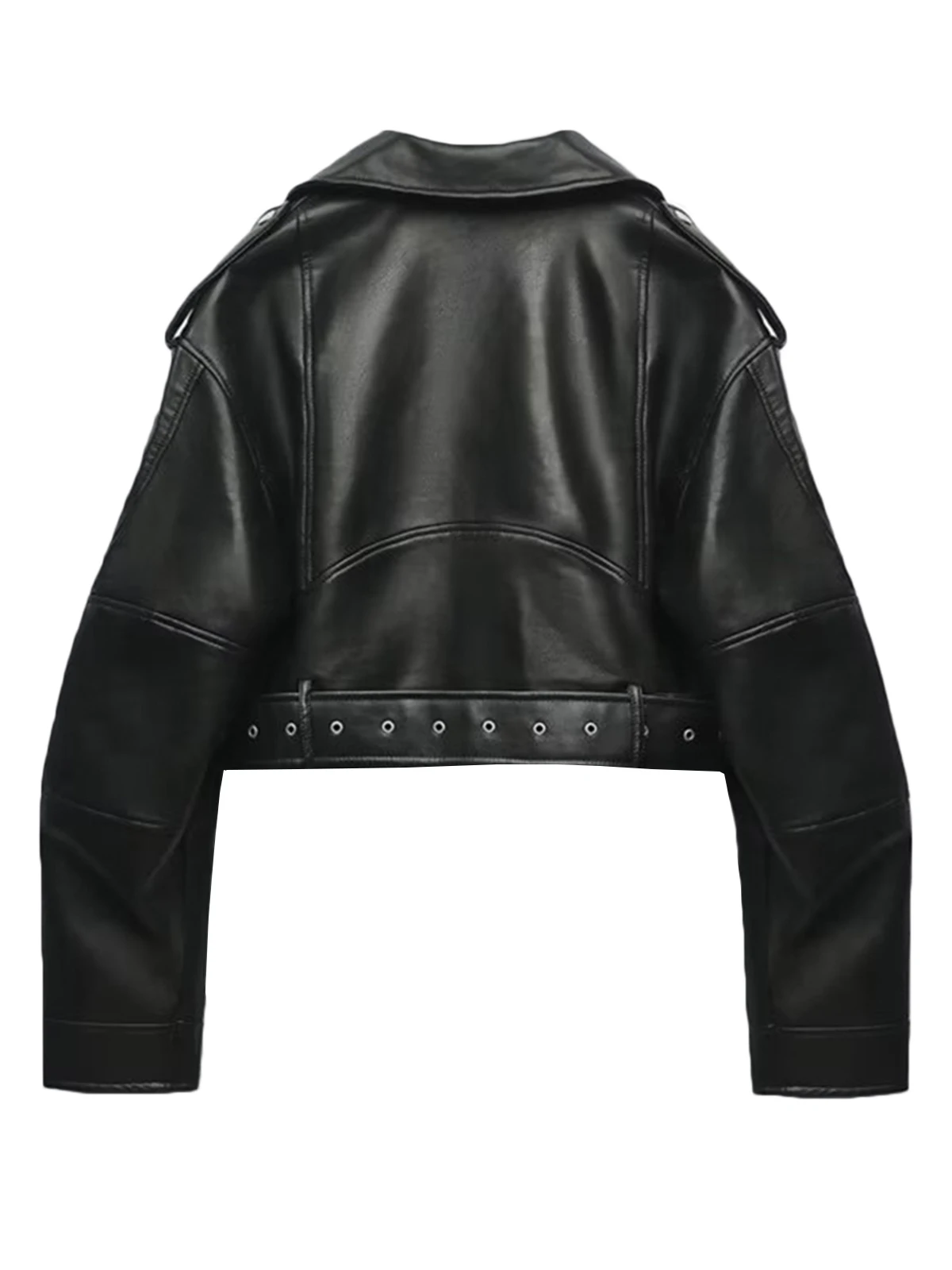 2024 Frauen Faux Pu Lederjacke lässig Dame Revers Reiß verschluss kurze Lederjacke High Street Motorrad Mantel