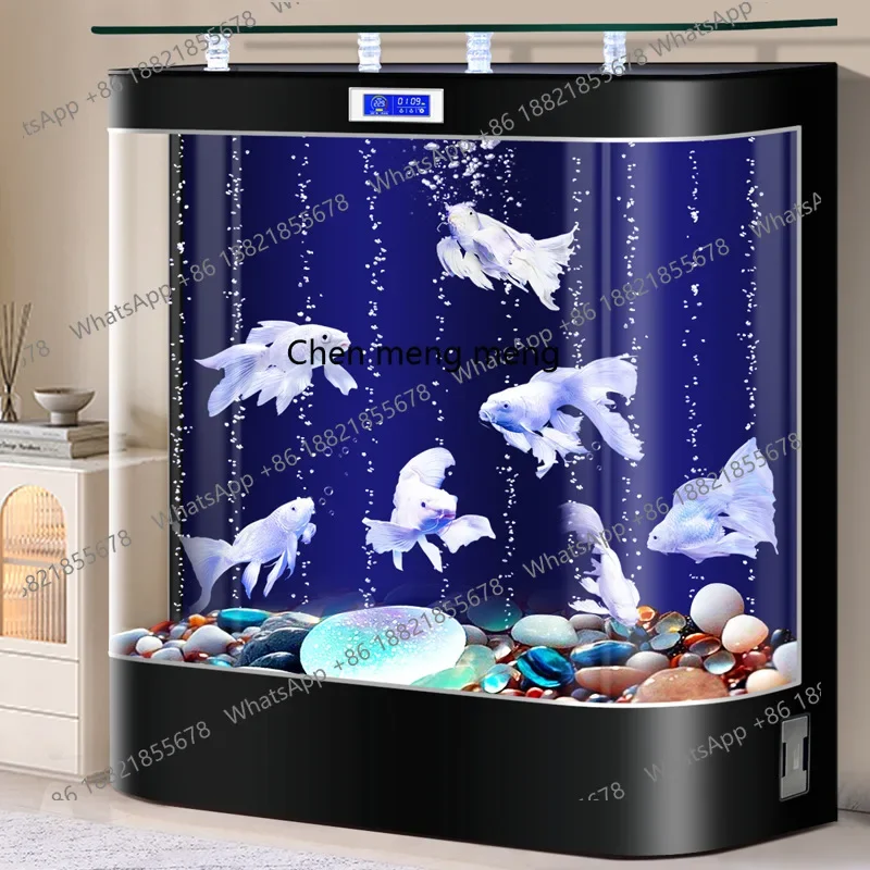 E153 Fish tank living room small and medium floor light luxury ecological aquarium back filter glass goldfish tank