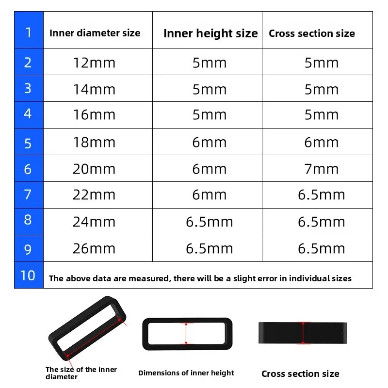 

6 PCS Smart Bracelet Silicone Loop Rubber Watch Bezel Multi-Size Watch Accessories Strap Keeper/Adjustable Ring。
