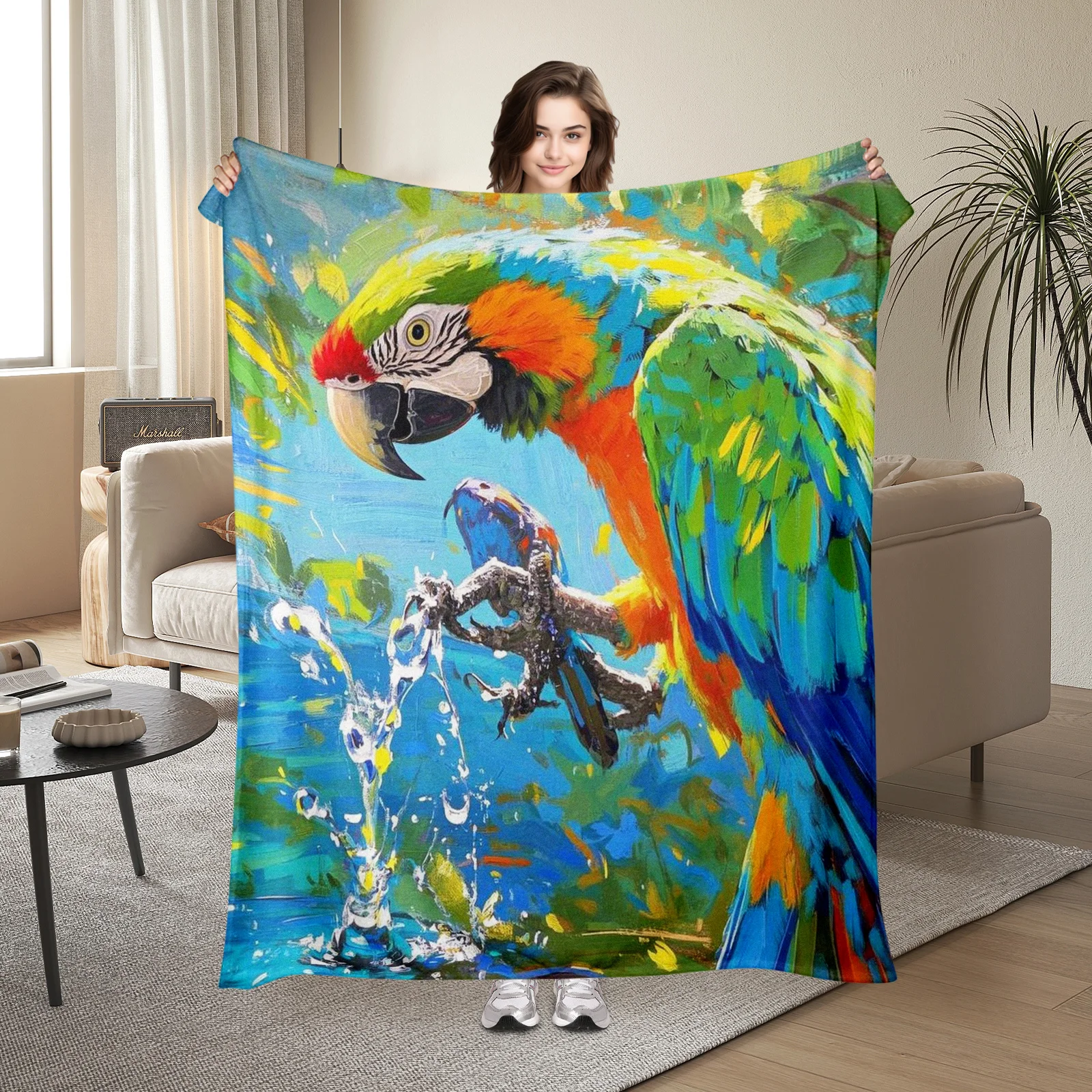 

Beautifully Crafted Realistic Macaw Theme Blanket Ideal For All Ages As A Gift