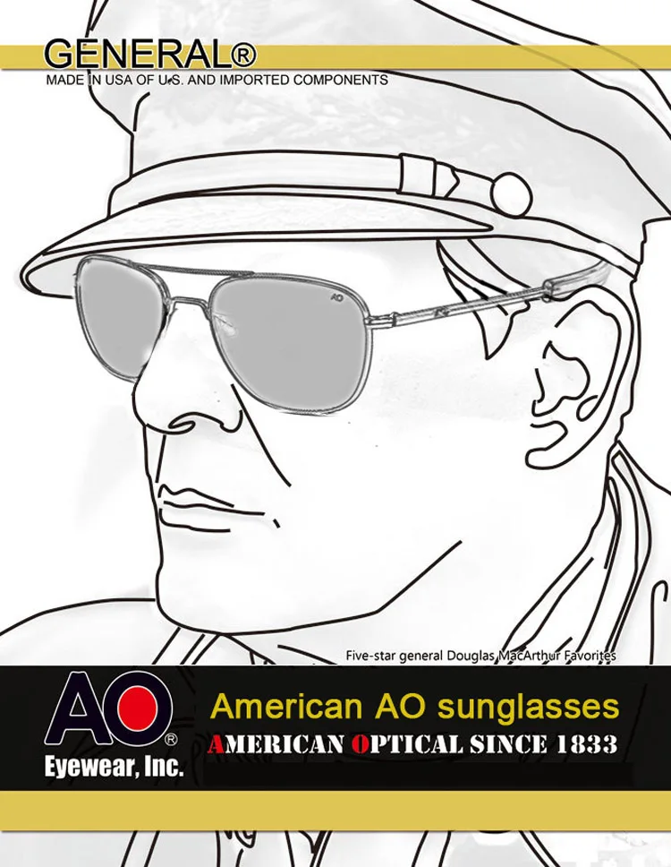 Ao Sonnenbrille Mann amerikanische Armee Militär Luftfahrt Pilot polarisierte Sonnenbrille Frau Luxusmarke Vintage Metall Titan Rahmen – Detail 1