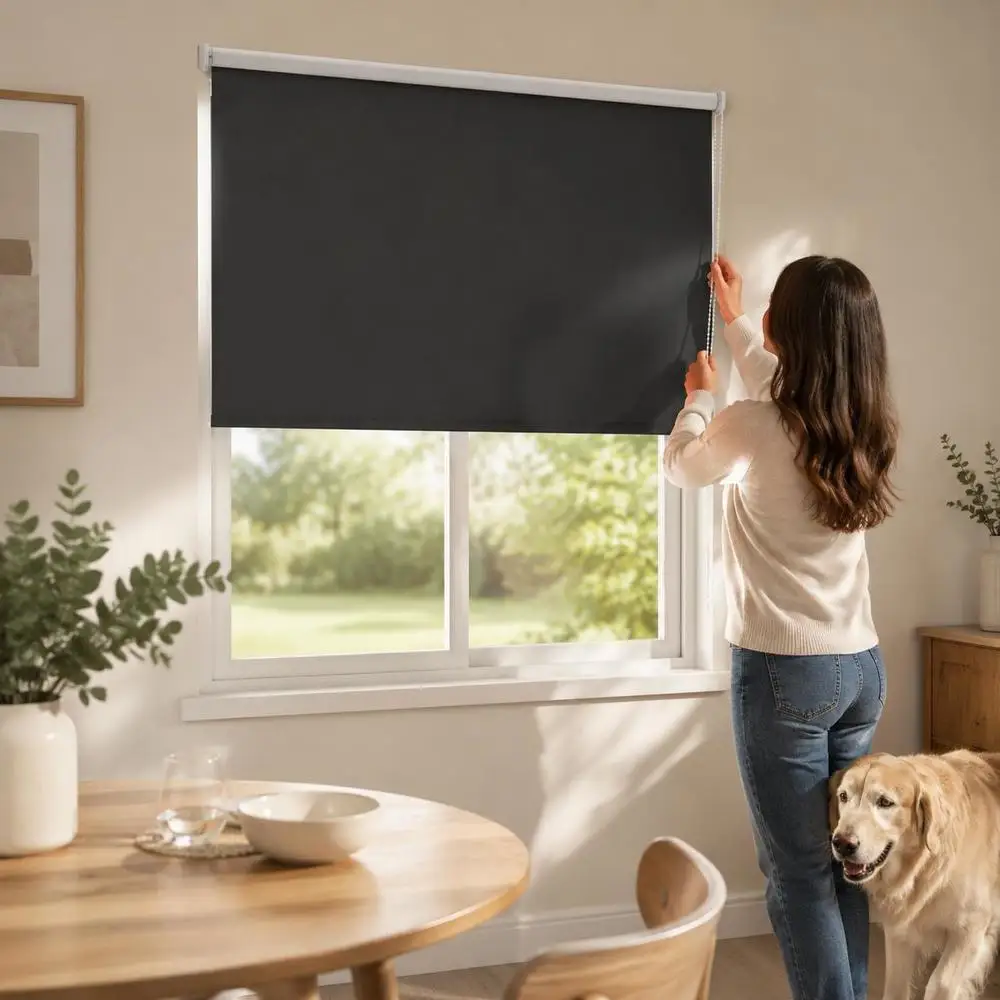 100% Polyester Verdunkelungsrollo 120 X 150 Cm Ohne Bohren Mit Kindersicherem Kordelclip Lichtundurchlässig Sichtschutz