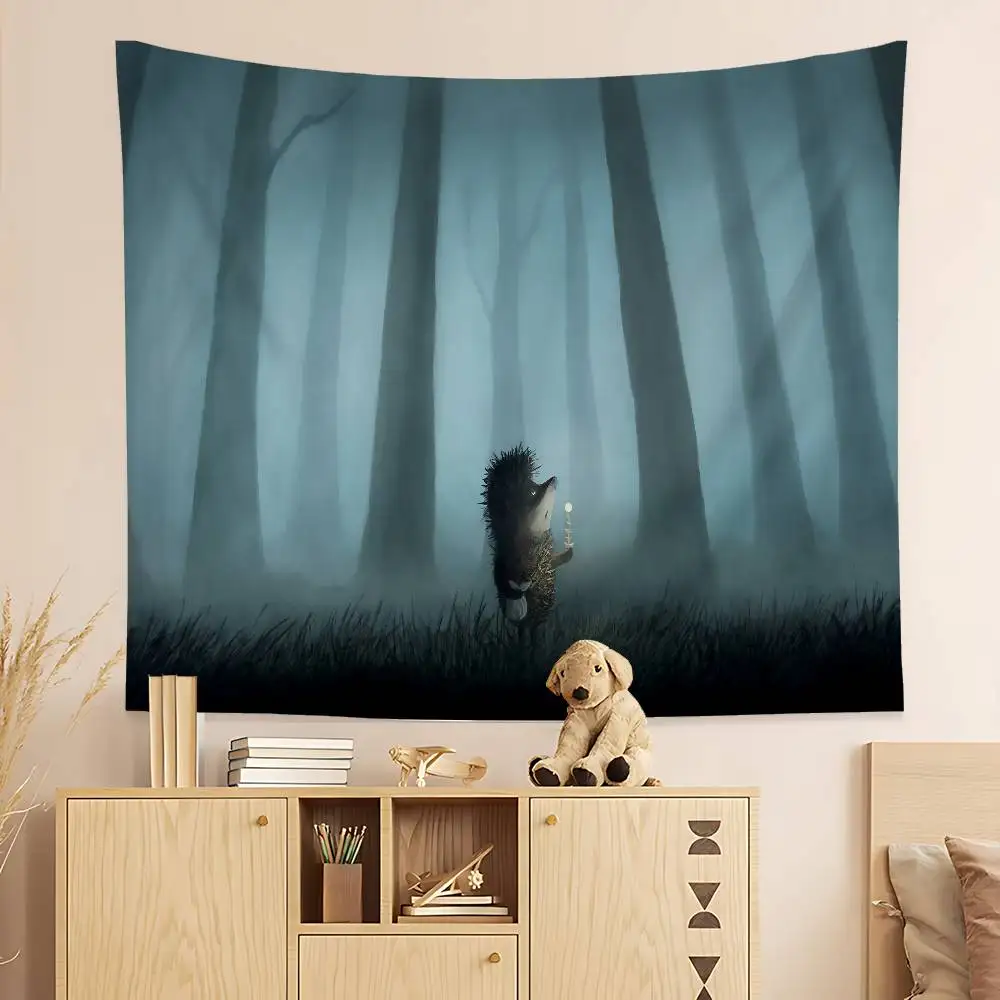H-Hedgehog In The Fog Hippie Wall Hanging Tapestries Bohemian Wall Tapestries Mandala INS Home Decor