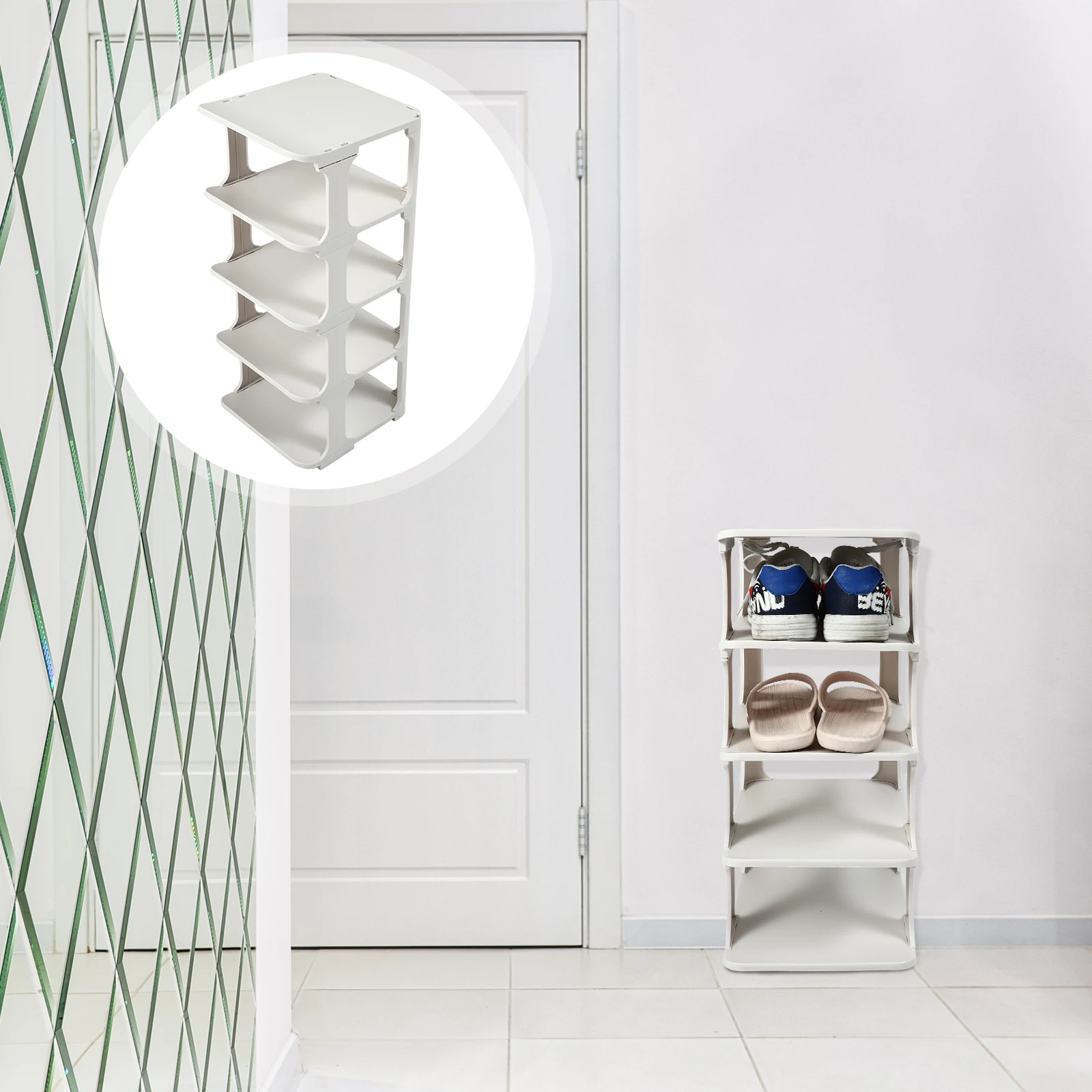 

Plastic Shoe Rack Storage Organizer White Multi-layer Large Space Sturdy Easy Clean Simple Style Shoes Holder