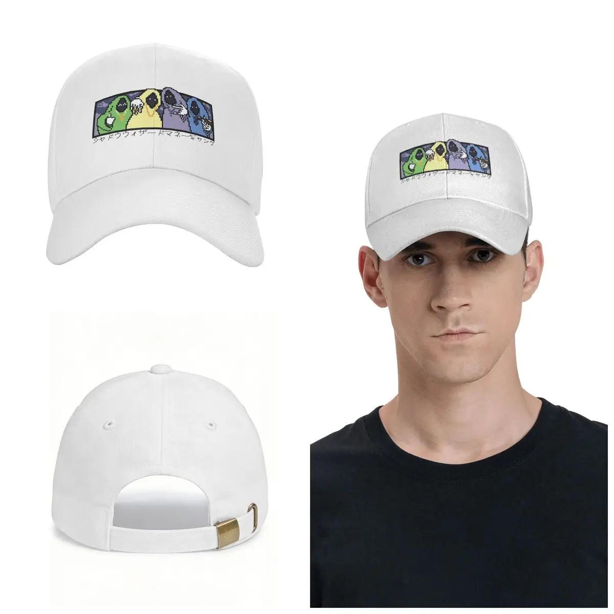 SHADOW WIZARD MONEY GANG Pixel Art Cap Fashion Casual Baseball Caps Adjustable Hat Baseball Hats Customizable Polychromatic