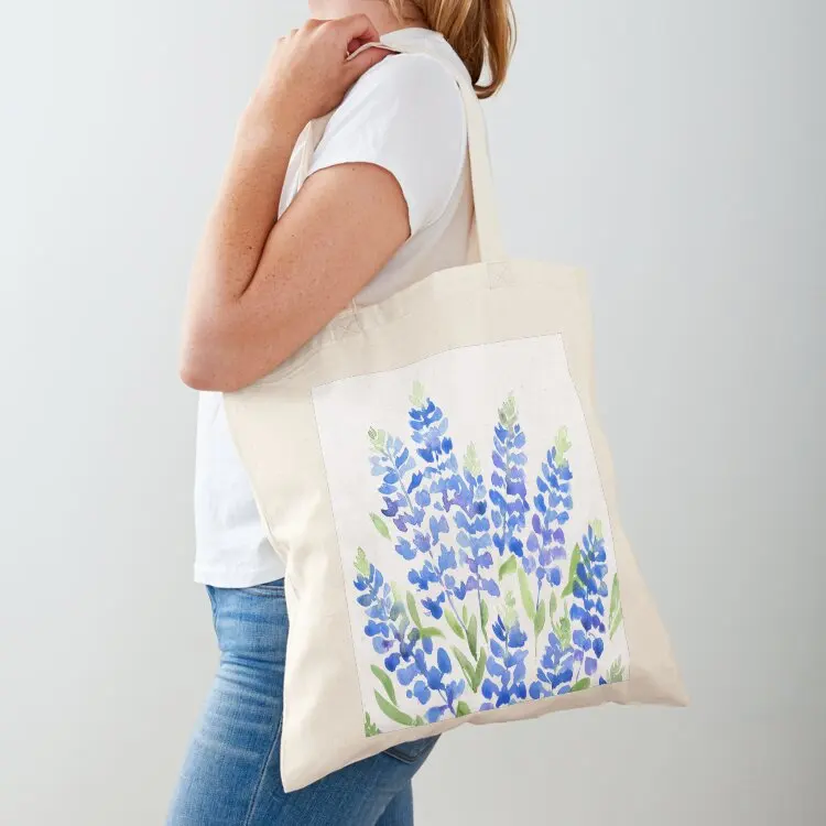Watercolor Texas bluebells Tote Bag tote bag men's eco pack Woman shopper bag shoping
