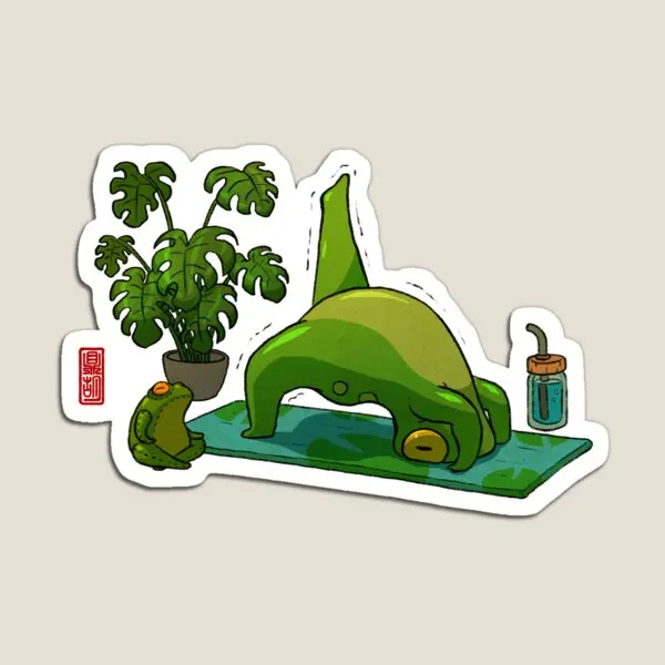 Yoga Frog One Legged Upward Bow Pose Eka  Magnet  Children Cute Refrigerator Stickers Funny Decor Holder Colorful Kids Toy Home