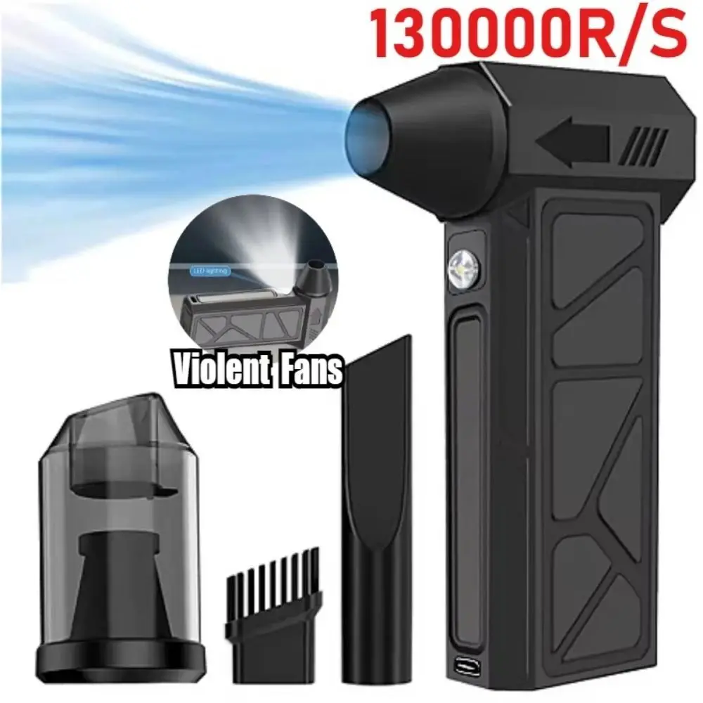 

130000 RPM Mini Turbo Jet Fan with LED Light Digital Display Powerful Dust Blower Rechargeable Brushless Motor