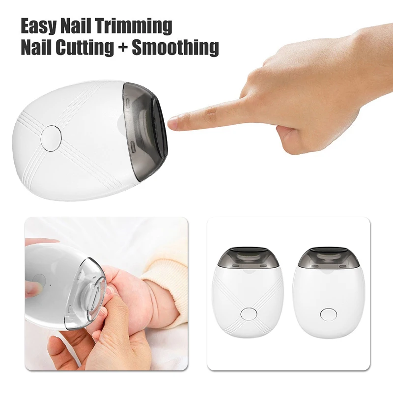 

Portable Baby Nail Trimmer Electric With Lamp Fingernail Cutter Polishing Nail Clippers Manicure Filer With 3 Adjustable Speeds