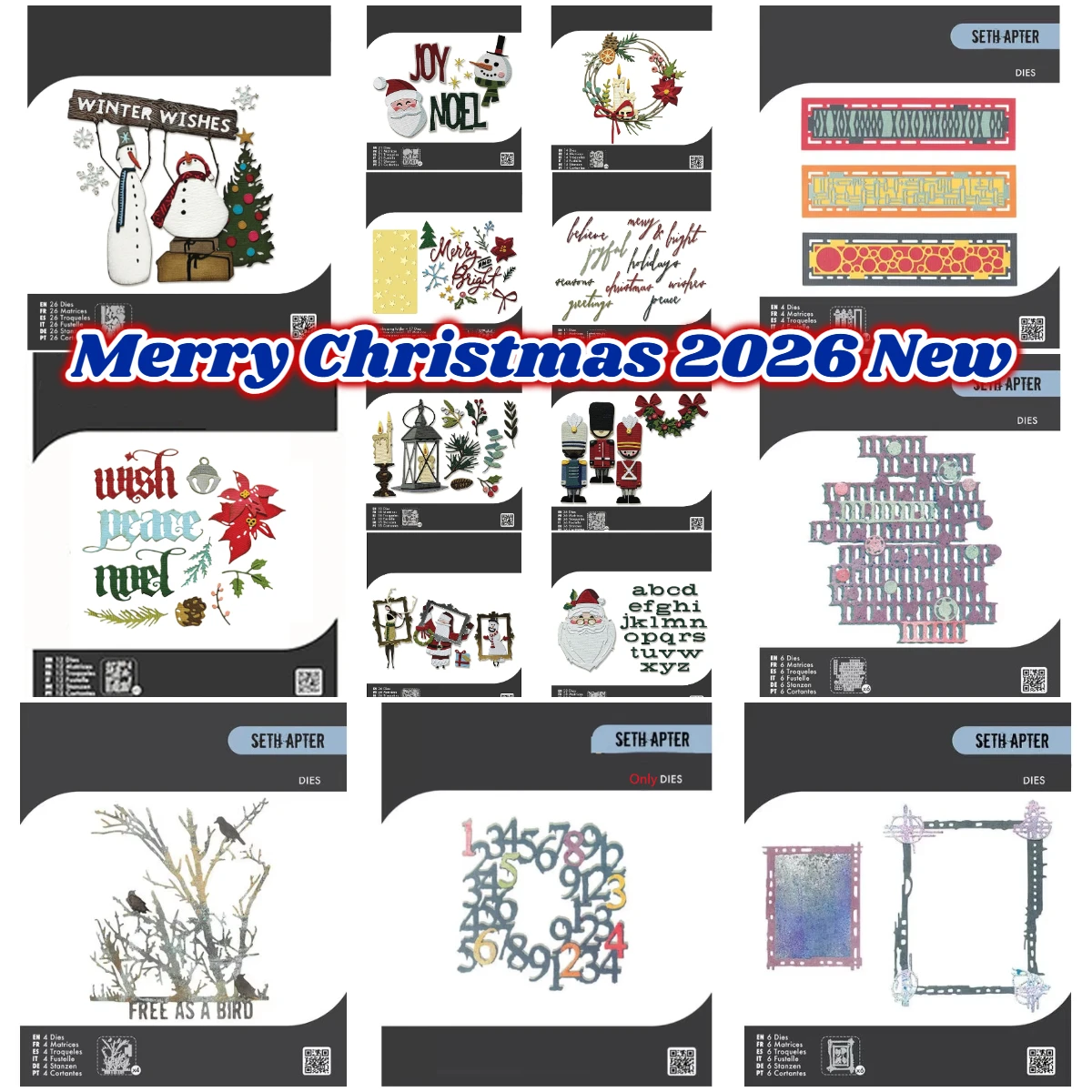 Happy Birthday Stars Branches of Joy Merry Christmas New Metal Cutting Dies Stamps DIY Scrapbooking Paper Handmade Album Stamp