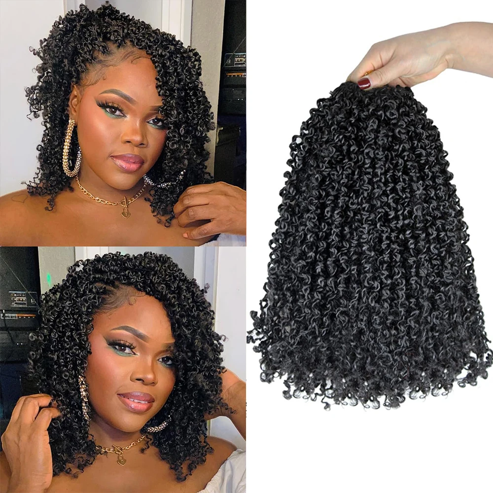8/12 Inch Pre-Looped Yanky Twist Crochet Hair, 1/8Packs, Synthetic Mini Passion Twists, Senegalese Braiding Hair