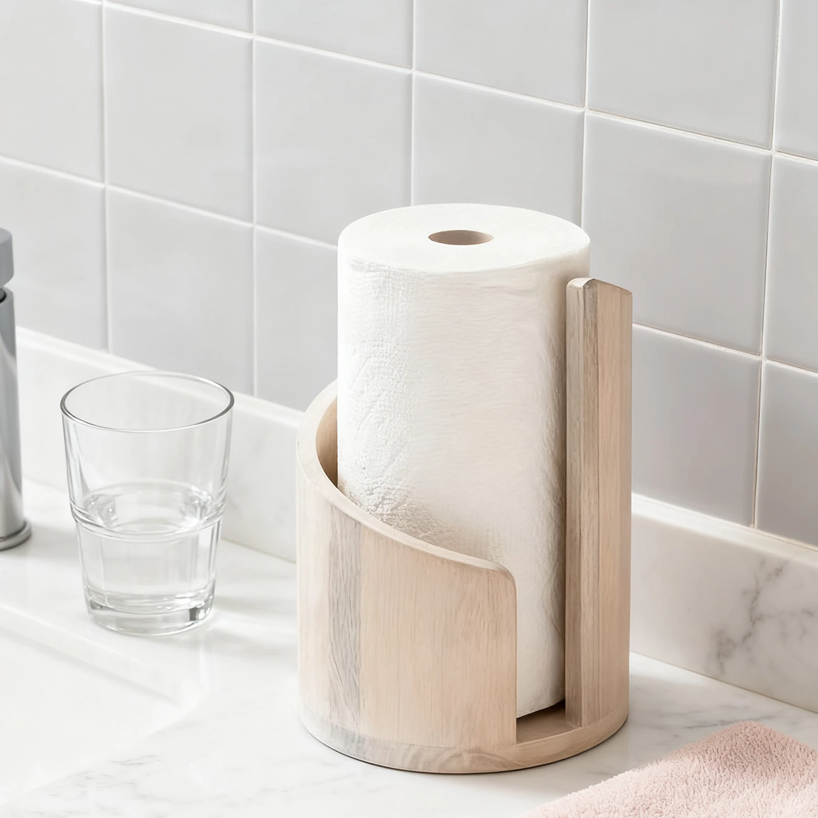 

Wooden Desktop Tissue Holder Natural Wood Paper Towel Storage Box with Anti-Slip Base for Kitchen Home Office