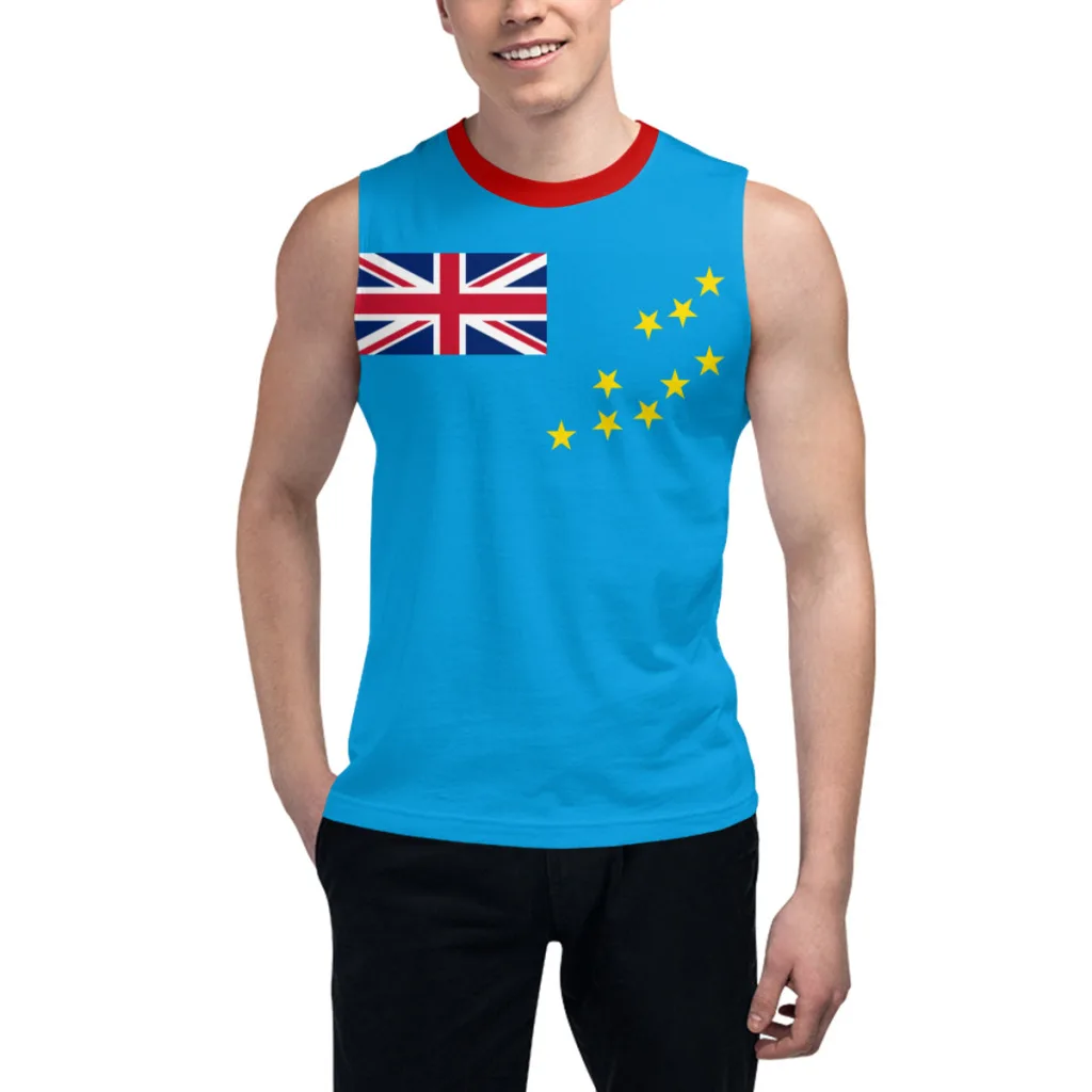 

Sleeveless T-shirt Tuvalu Flag 3D Men's Boys Tshirt Gyms Tank Tops Fitness Joggers Basketball Training Vest