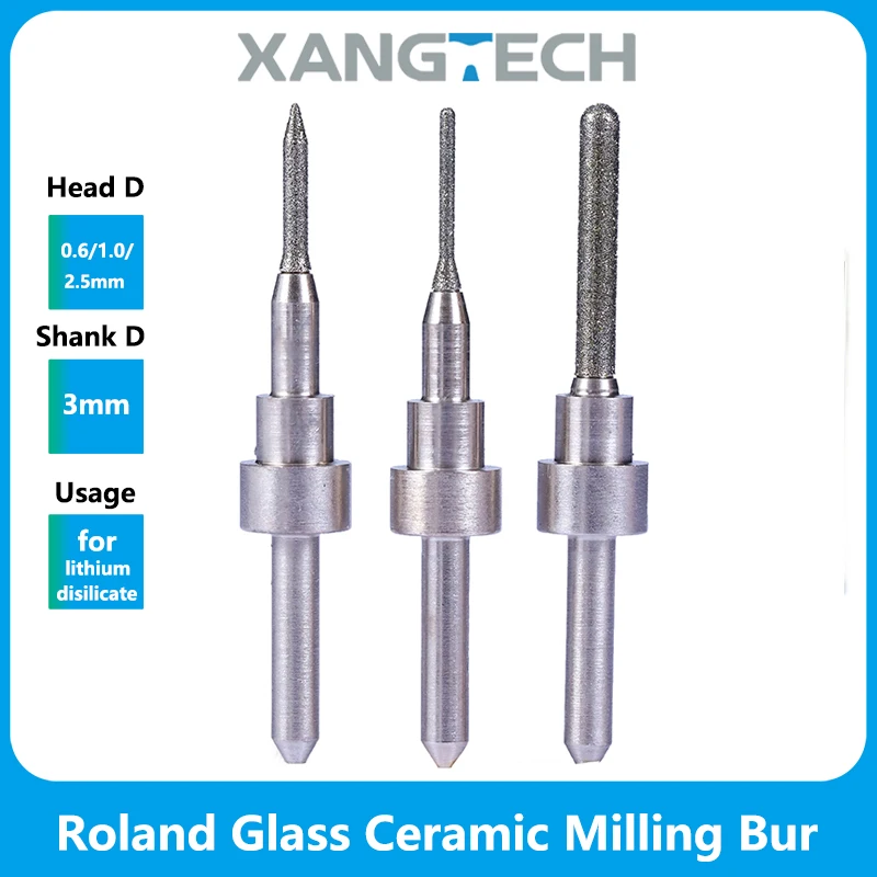 

Roland Glass Ceramic Milling Burs Dental Roland DWX-42W Wet Drills Cutters 0.6/1.0/2.5mm Head Diameter