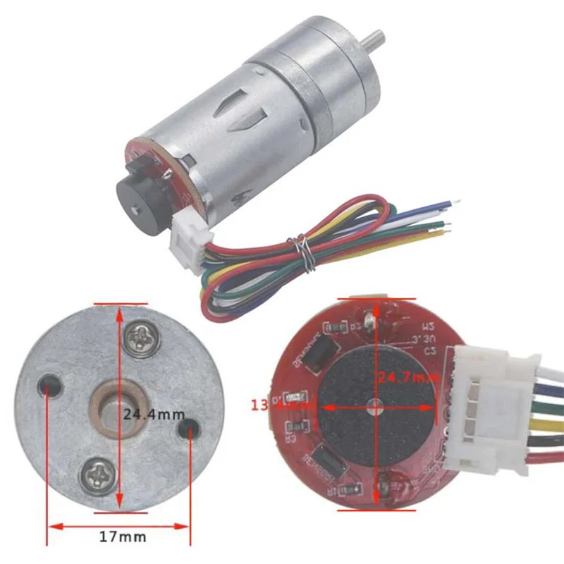 DC 6V 12V 24V Electric Motor 12-1360RPM Encoder Motor High Torque Smart Car Motor 370 DC Gear Motor With Encoder