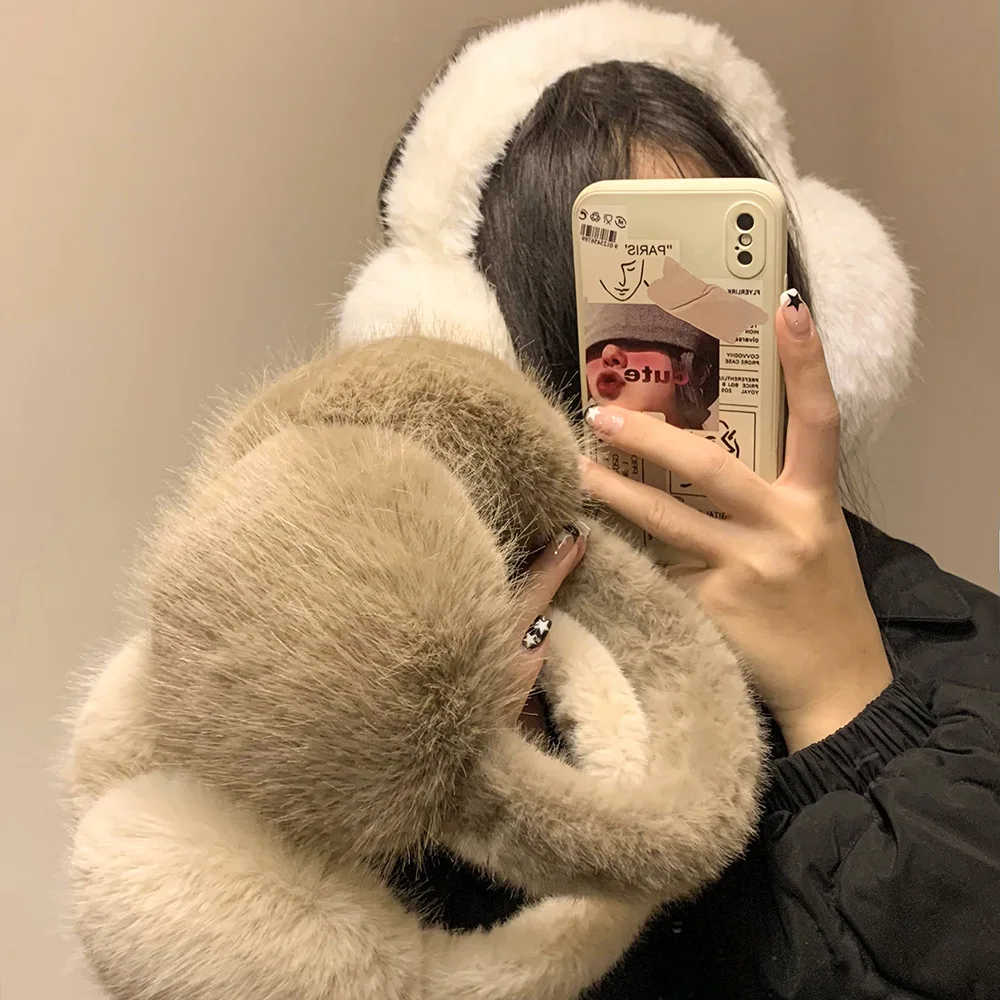 Soft Plush Ear Warmer Winter Earmuffs for Women Men Fashion Solid Color Earflap Outdoor Cold Protection Ear-Muffs Ear Cover