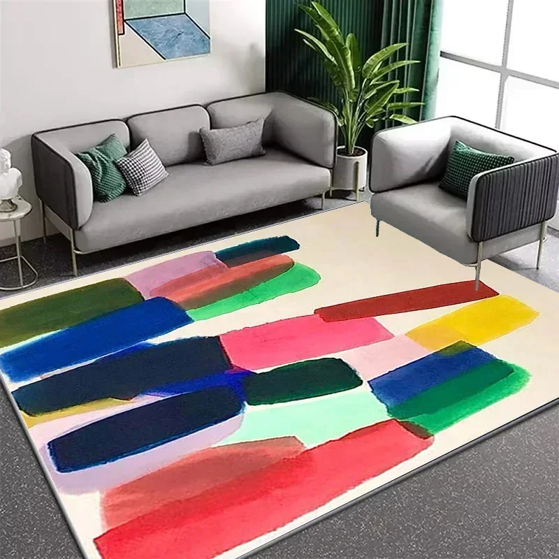 Vintage Abstract Bedroom Area Rug Colorful Striped Non-Slip Carpet Living Room Floor Mat Kitchen Barhroom Entryway Doormat Decor