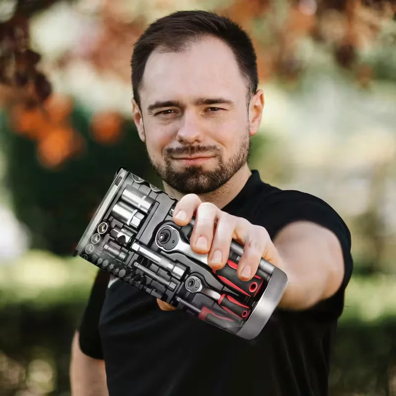 20oz ميكانيكي الأدوات مكنسة من الفولاذ المقاوم للصدأ قارورة مزدوجة الجدار معزول بهلوان مع القش وغطاء إبقاء الباردة الساخنة كوب طباعة هدية